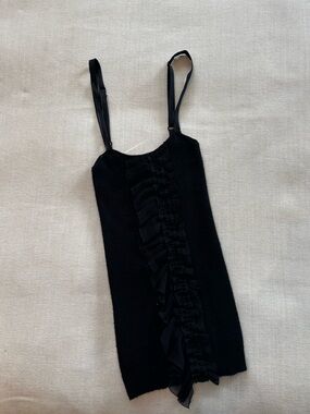 Vintage Prada Black Knit Cami with Ruffle Trim